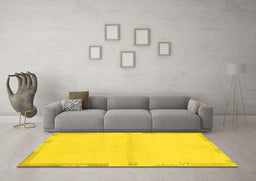 Machine Washable Solid Yellow Modern Rug in a Living Room, wshabs3445yw