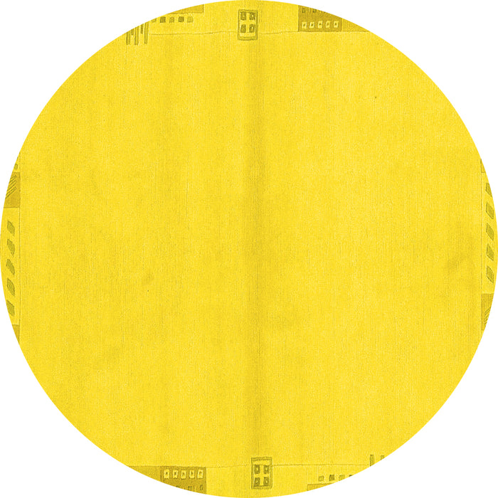 Round Solid Yellow Modern Rug, abs3445yw