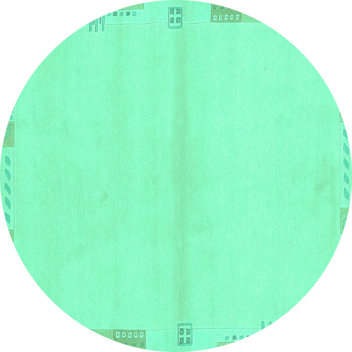 Round Solid Turquoise Modern Rug, abs3445turq
