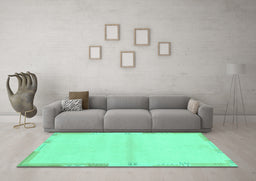 Machine Washable Solid Turquoise Modern Area Rugs in a Living Room,, wshabs3445turq