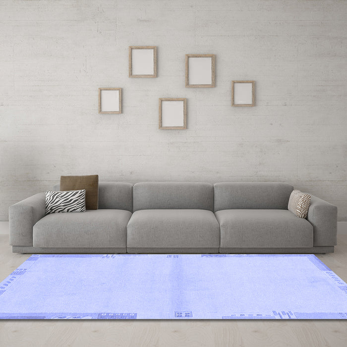 Machine Washable Solid Blue Modern Rug in a Living Room, wshabs3445blu