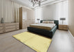 Machine Washable Abstract Chrome Gold Yellow Rug in a Bedroom, wshabs3445