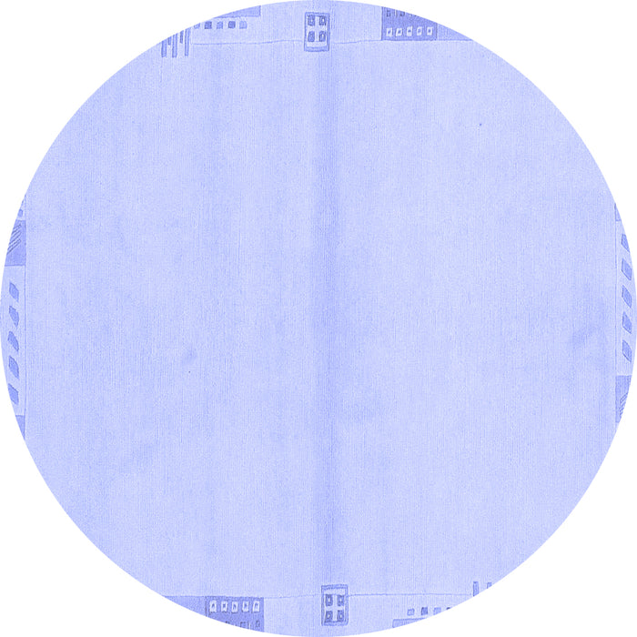 Round Machine Washable Solid Blue Modern Rug, wshabs3445blu