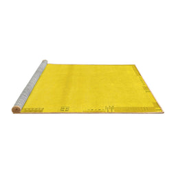 Sideview of Machine Washable Solid Yellow Modern Rug, wshabs3445yw