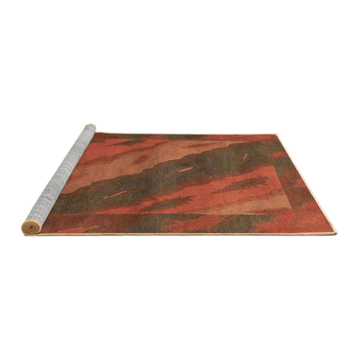 Sideview of Machine Washable Abstract Red Rug, wshabs3446