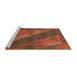 Sideview of Machine Washable Abstract Red Rug, wshabs3446