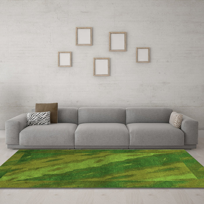 Machine Washable Animal Green Modern Area Rugs in a Living Room,, wshabs3446grn