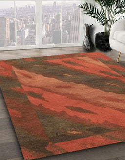 Abstract Red Animal Rug in Family Room, abs3446