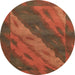 Round Abstract Red Animal Rug, abs3446