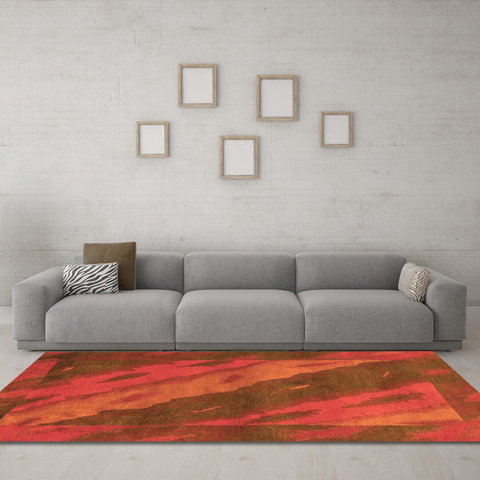 Machine Washable Animal Orange Modern Area Rugs in a Living Room, wshabs3446org