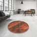 Round Abstract Red Animal Rug in a Office, abs3446