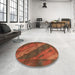 Round Machine Washable Abstract Red Rug in a Office, wshabs3446