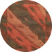 Round Machine Washable Abstract Red Rug, wshabs3446