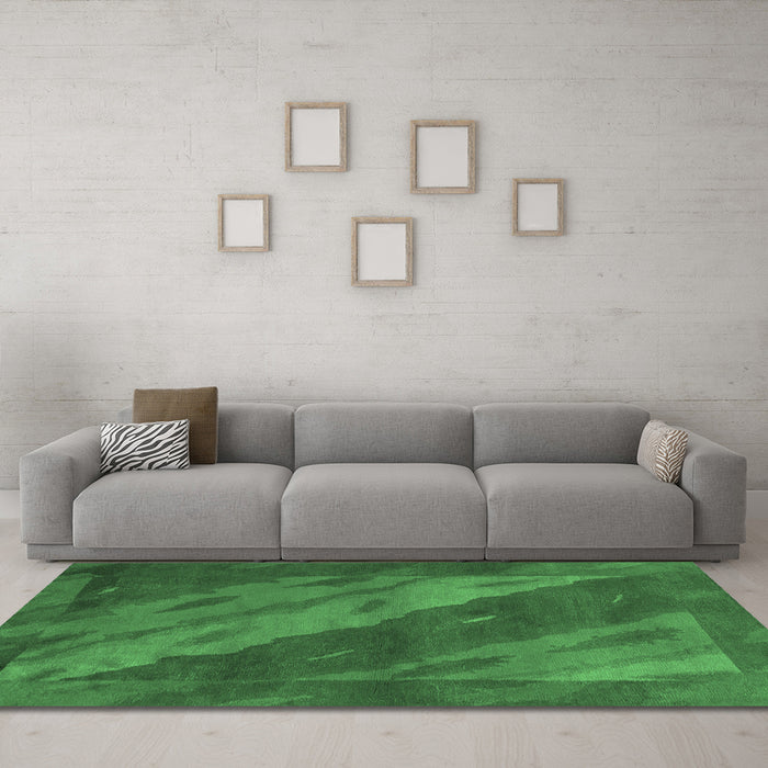 Machine Washable Animal Emerald Green Modern Area Rugs in a Living Room,, wshabs3446emgrn