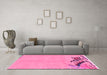 Machine Washable Abstract Pink Modern Rug in a Living Room, wshabs3447pnk