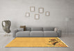 Machine Washable Abstract Brown Modern Rug in a Living Room,, wshabs3447brn