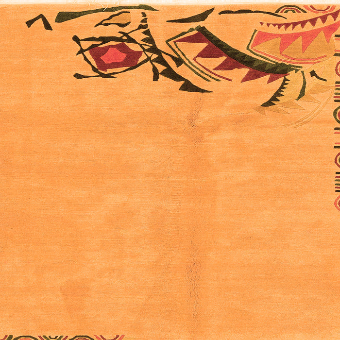 Square Machine Washable Abstract Orange Modern Area Rugs, wshabs3447org