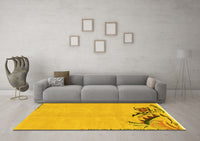 Machine Washable Abstract Yellow Modern Rug, wshabs3447yw