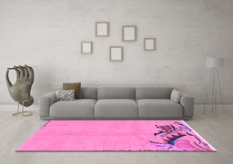 Machine Washable Abstract Purple Modern Area Rugs in a Living Room, wshabs3447pur