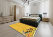 Machine Washable Abstract Yellow Rug in a Bedroom, wshabs3447