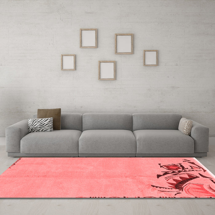 Modern Red Washable Rugs