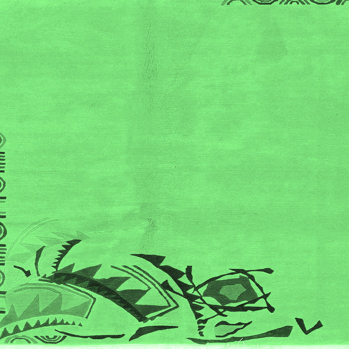 Square Abstract Emerald Green Modern Rug, abs3447emgrn
