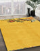 Abstract Yellow Modern Rug in Family Room, abs3447