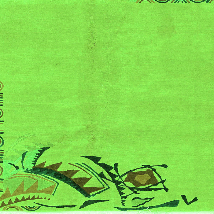 Square Abstract Green Modern Rug, abs3447grn
