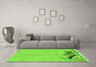 Machine Washable Abstract Green Modern Area Rugs in a Living Room,, wshabs3447grn