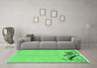 Machine Washable Abstract Emerald Green Modern Area Rugs in a Living Room,, wshabs3447emgrn