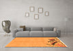 Machine Washable Abstract Orange Modern Area Rugs in a Living Room, wshabs3447org