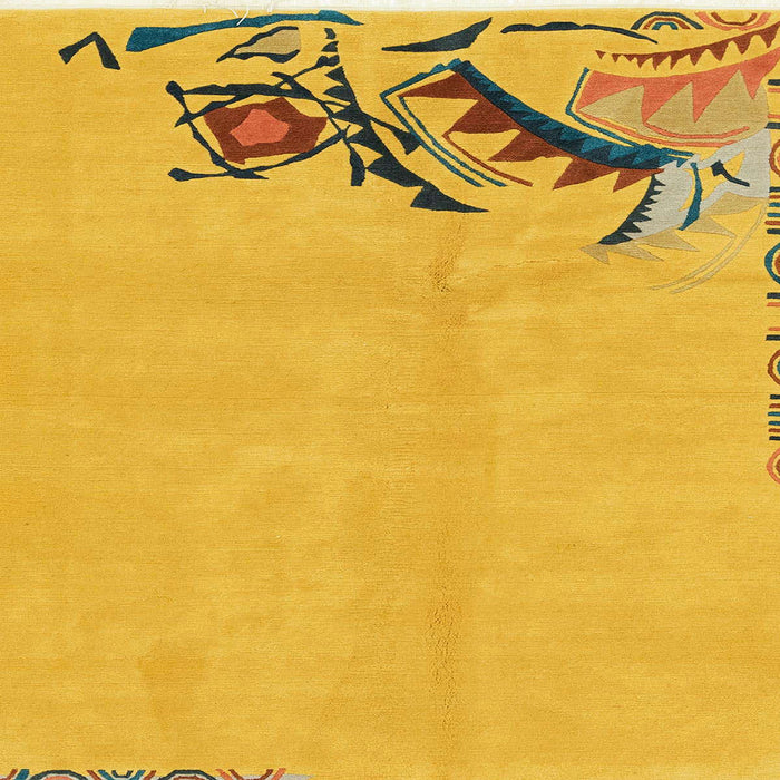 Square Machine Washable Abstract Yellow Rug, wshabs3447