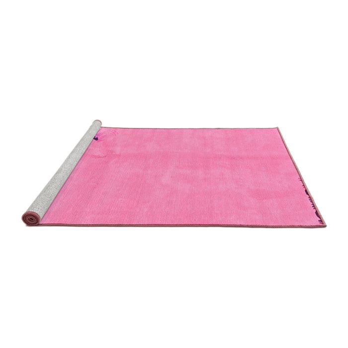 Sideview of Machine Washable Abstract Pink Modern Rug, wshabs3447pnk