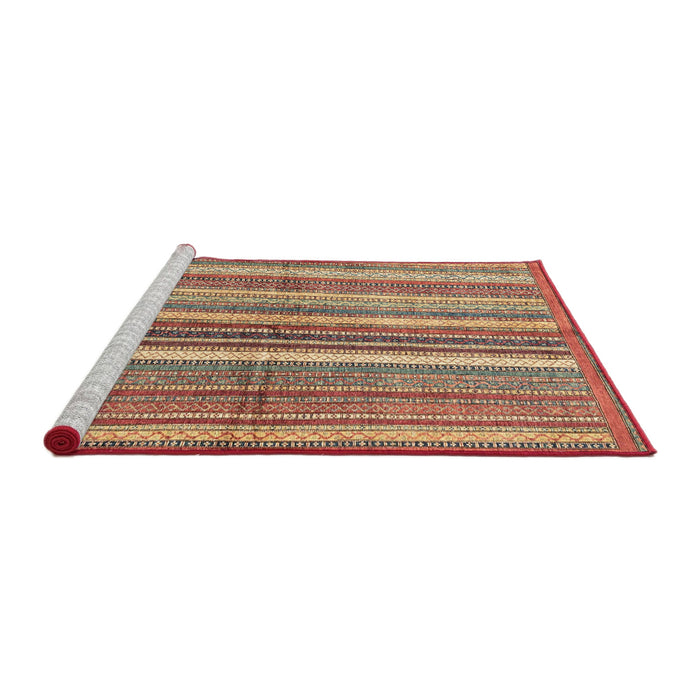 Sideview of Machine Washable Abstract Fire Brick Red Rug, wshabs3448