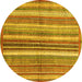Round Abstract Yellow Modern Rug, abs3448yw