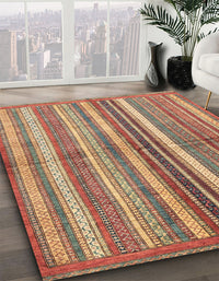 Abstract Fire Brick Red Modern Rug, abs3448