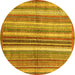 Round Machine Washable Abstract Yellow Modern Rug, wshabs3448yw