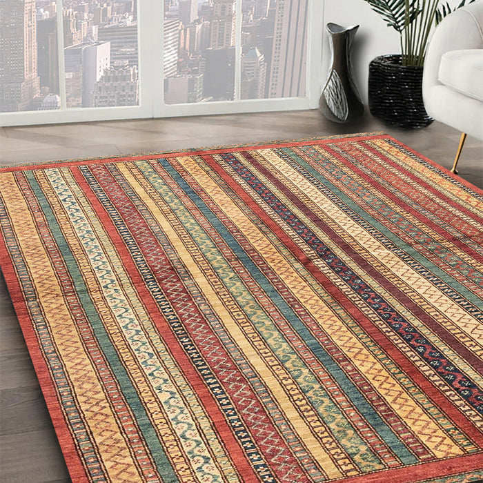 Machine Washable Abstract Fire Brick Red Rug in a Family Room, wshabs3448
