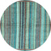Round Abstract Light Blue Modern Rug, abs3448lblu