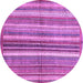 Round Machine Washable Abstract Purple Modern Area Rugs, wshabs3448pur