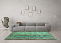 Machine Washable Abstract Turquoise Modern Rug, wshabs3448turq