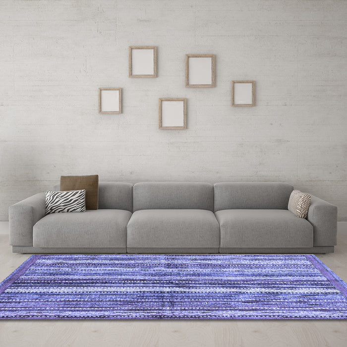 Machine Washable Abstract Blue Modern Rug in a Living Room, wshabs3448blu