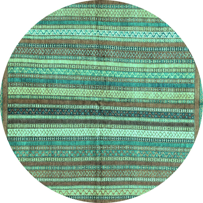 Round Abstract Turquoise Modern Rug, abs3448turq
