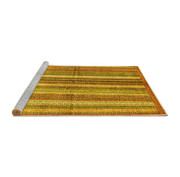 Sideview of Machine Washable Abstract Yellow Modern Rug, wshabs3448yw