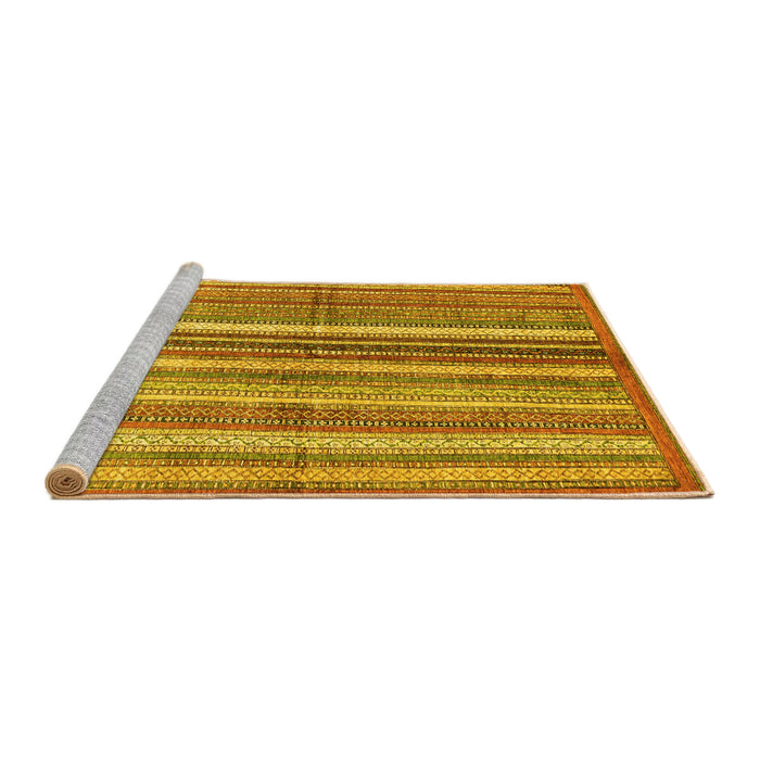 Sideview of Machine Washable Abstract Yellow Modern Rug, wshabs3448yw