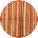 Round Machine Washable Abstract Orange Modern Area Rugs, wshabs3448org