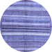 Round Machine Washable Abstract Blue Modern Rug, wshabs3448blu