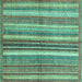 Square Machine Washable Abstract Turquoise Modern Area Rugs, wshabs3448turq