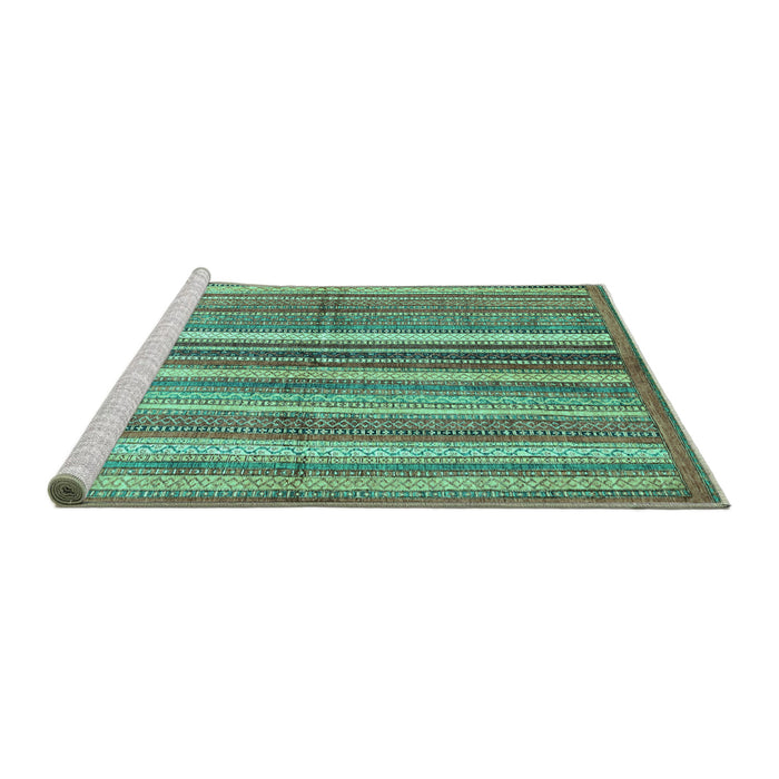 Sideview of Machine Washable Abstract Turquoise Modern Area Rugs, wshabs3448turq