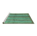 Sideview of Machine Washable Abstract Turquoise Modern Area Rugs, wshabs3448turq